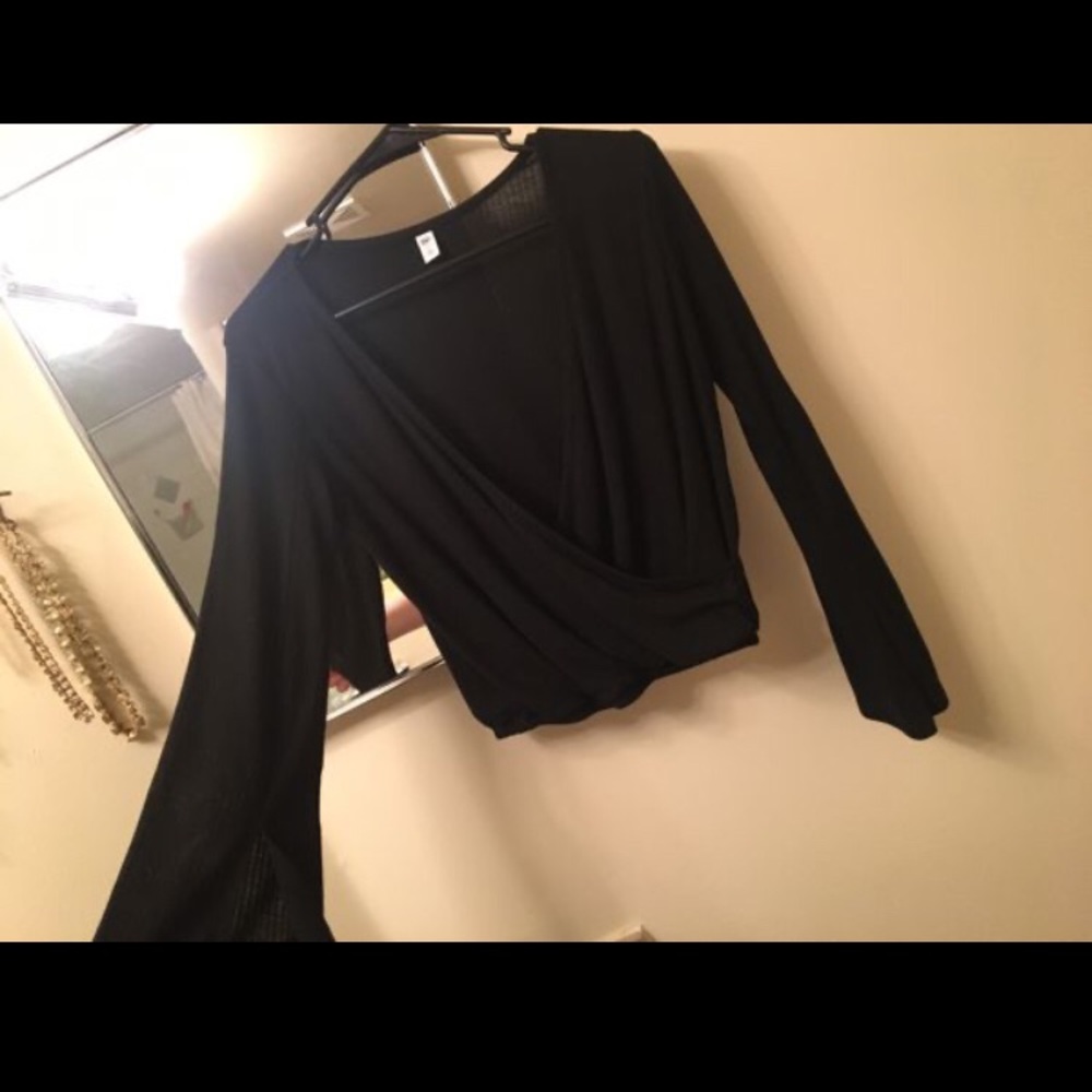 BP Long bell sleeve surplice black top - Picture 2 of 3